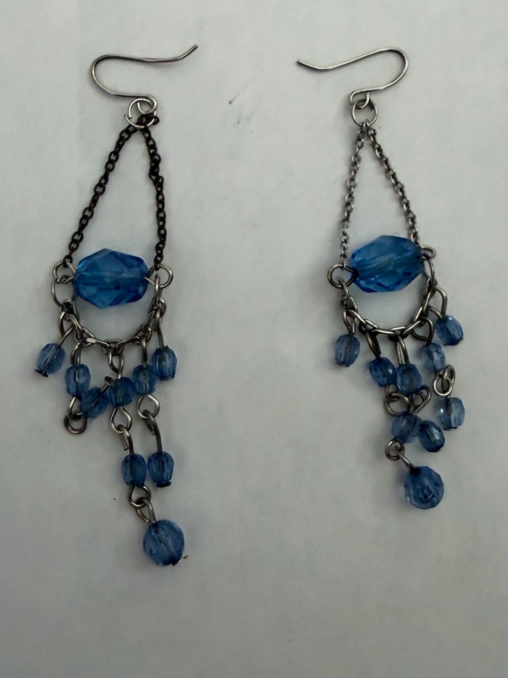 Blue Beaded Dangle Earrings